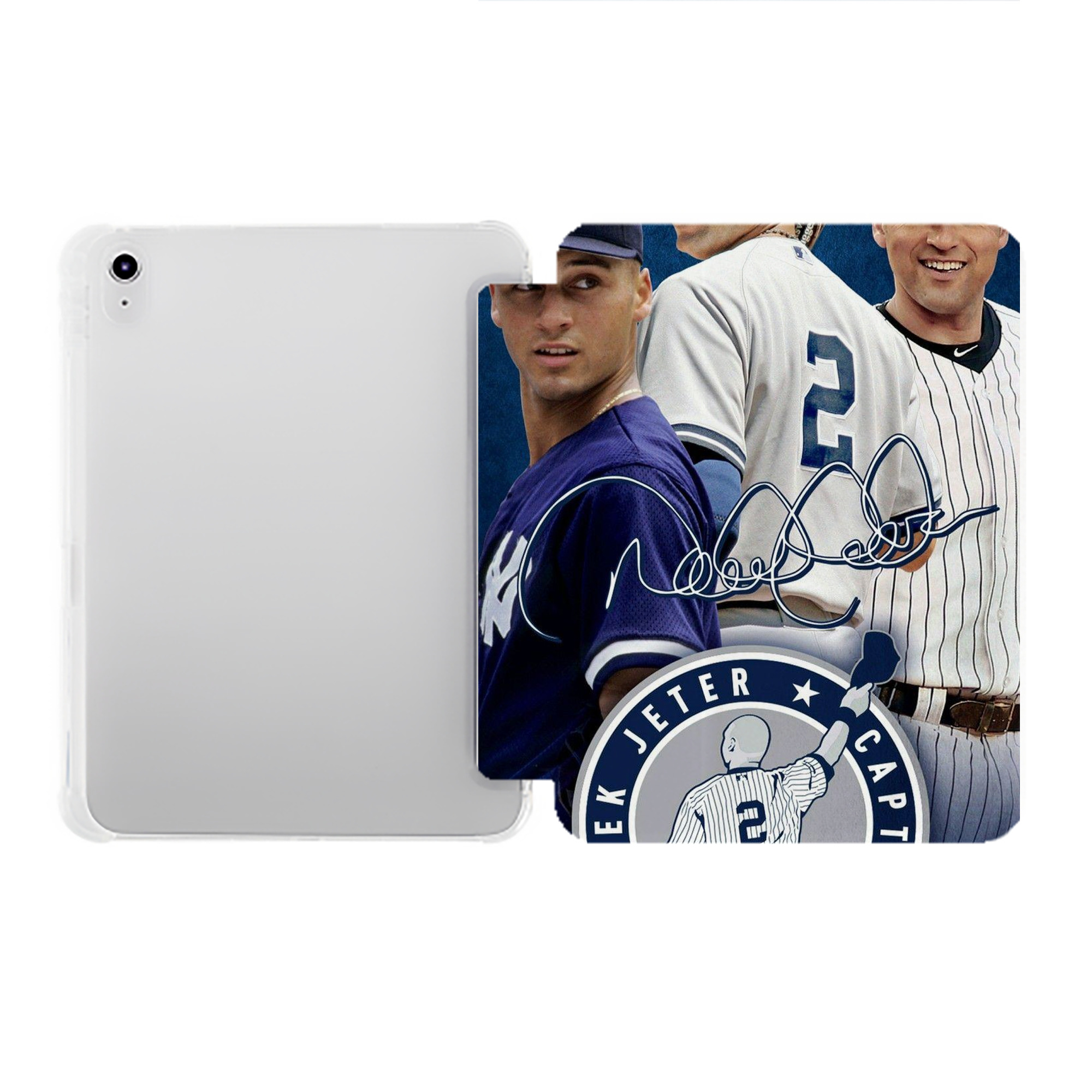Derek Jeter 92 Premium Tri-Fold PU Leather & Silicone IPad Case With Pencil Slot – Fits 9.5,10.5,10.9 – Adjustable Stand, Slim, Protective